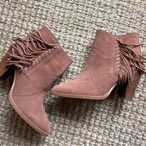 Coach Fringe Ankle Booties - Blush Suede